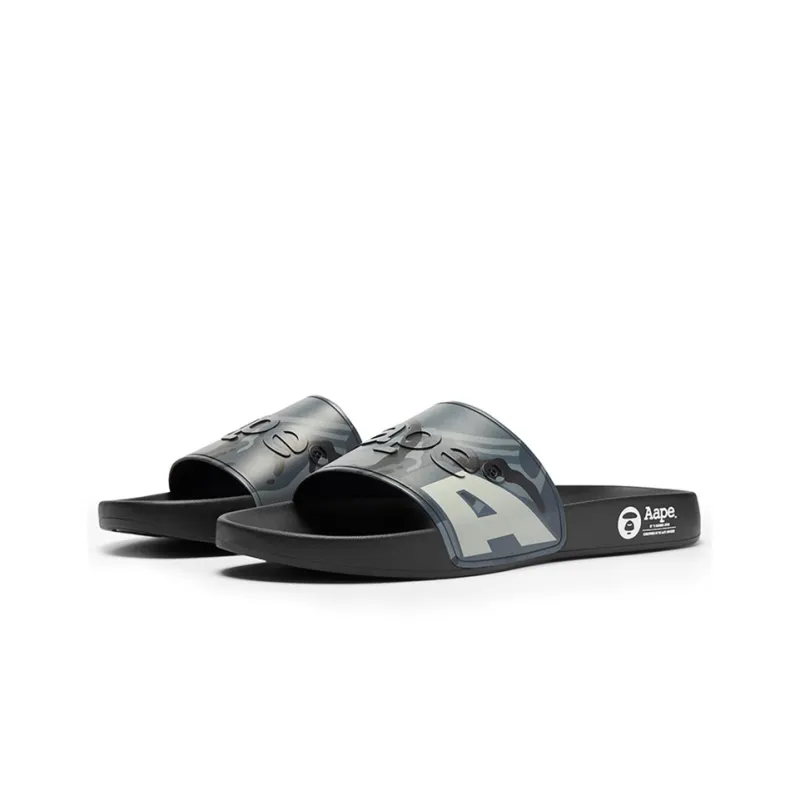 Aape Rubber Sole Slide Slippers Unisex Blue Black-1