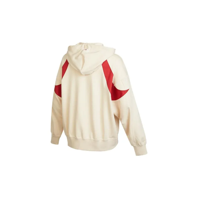 Nike Women'ss Drawstring Hooded Long-Sleeve Sweatshirt Beige-1