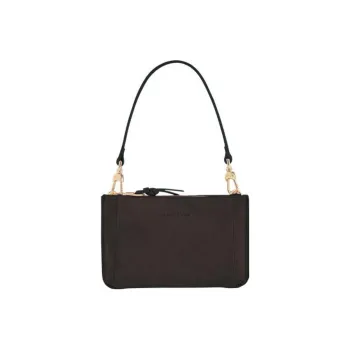 LONGCHAMP Mailbo Velvet Calfskin With Cow Leather Messenger Bag One Shoulder Wallet Women's Ebony Brown
