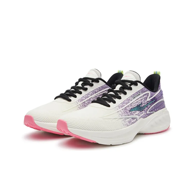 Erke Cushioning Anti Slip And Wear Resistant Low Top Running Shoes Men's White Purple-1
