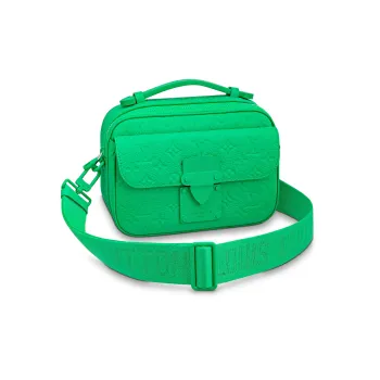 LOUIS VUITTON S Lock Messenger Monogram Embossed Minty Green