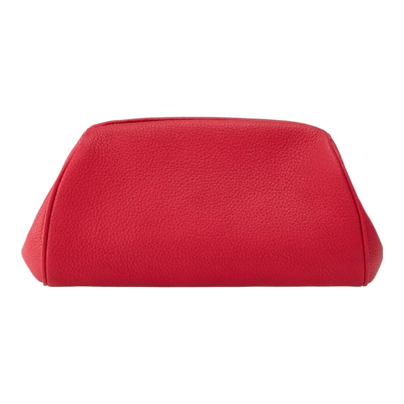 FERRAGAMO GANCINI Cow Leather Eveningwear One Shoulder Crossbody Clutch Mini Women's Red-1