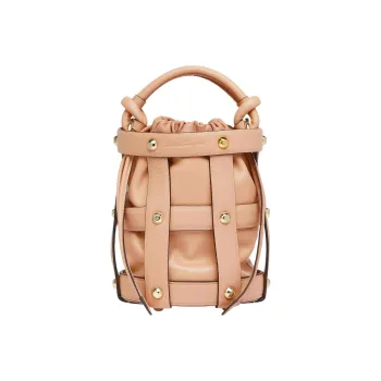 FERRAGAMO CAGE Sheepskin Cow Leather Patchwork Bucket Bags Shoulder Bag Crossbody Bag Handbag Women's Beige