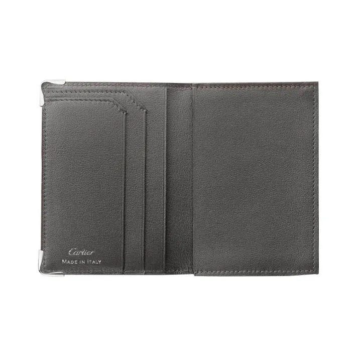 CARTIER Must De Cartier Calfskin Business Card Holder Card Case Women's Gray-1