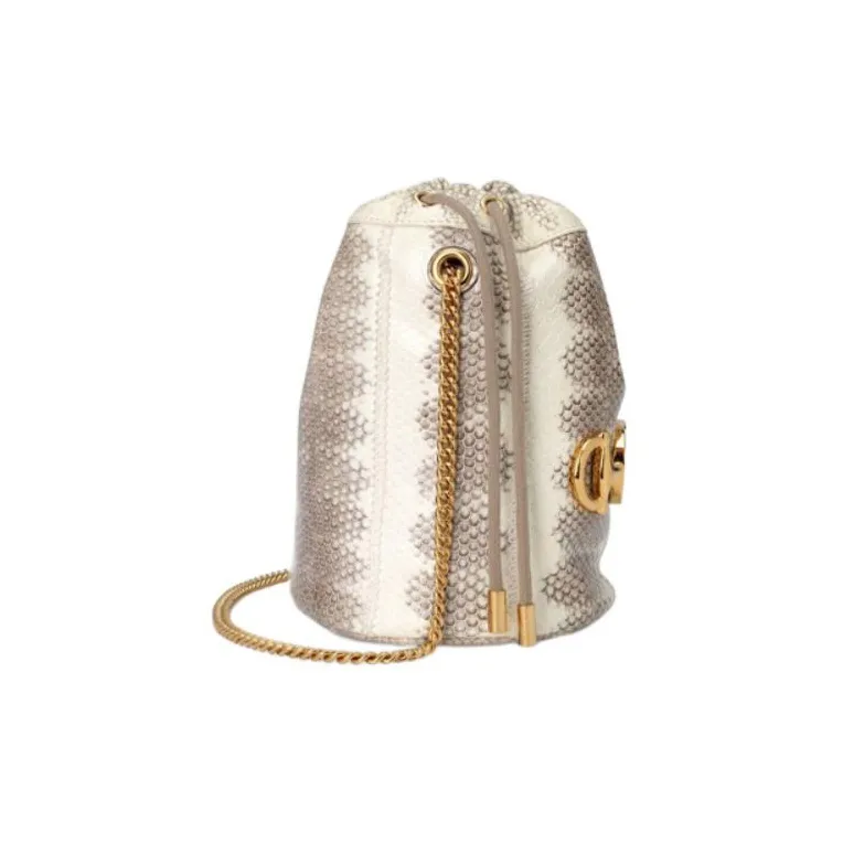 GUCCI Zumi Python Skin Bucket Bags Crossbody Bag Shoulder Bag Women's Beige-2