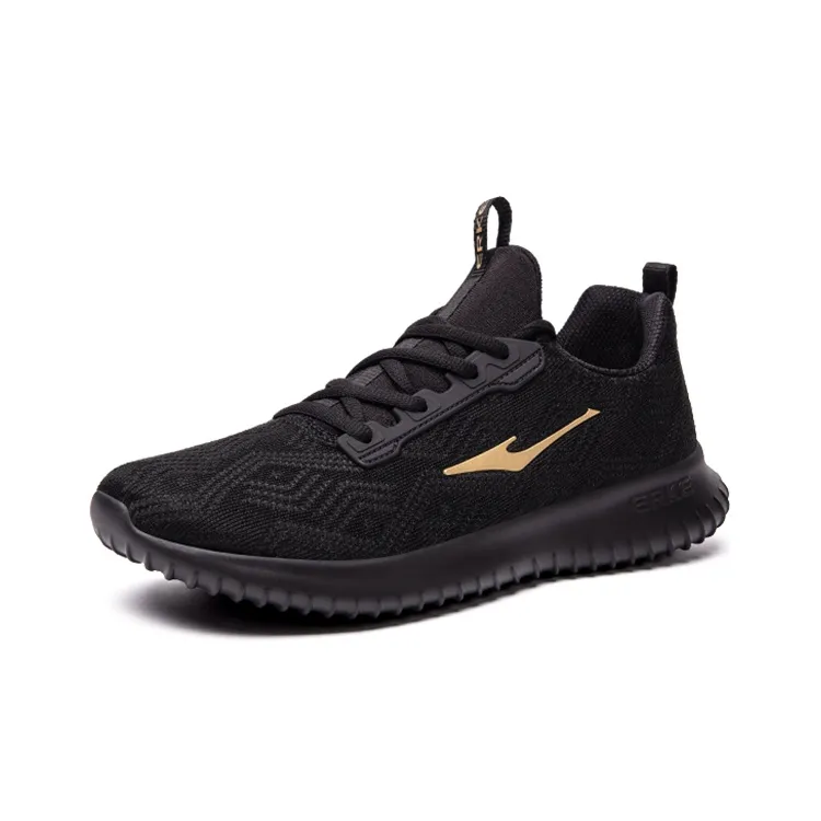 Erke Breathable Low Top Running Shoes Men's Black Gold-1
