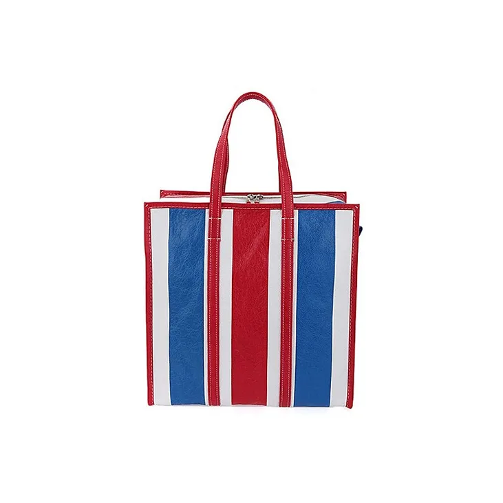 Balenciaga Sheepskin Shopping Bag One Shoulder Handbag Large Size Unisex White Blue Red Multicolor-2