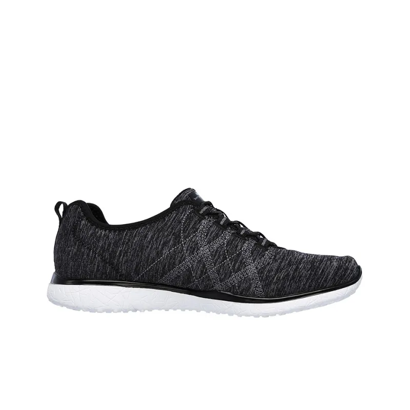 Skechers Microburst 1.0 On The Edge Cushioning Anti-Slip And Wear-Resistant Low-Top Casual Shoes Women's Black White-1