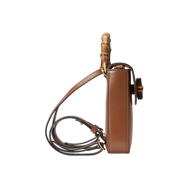 GUCCI Bamboo 1947 Leather Backpack Mini Women's Brown-4