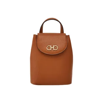 FERRAGAMO GANCINI Cow Leather Backpack Shoulder Bag Crossbody Bag Handbag Mini Women's Brown