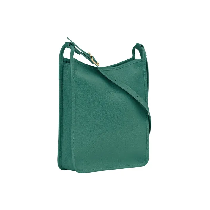 LONGCHAMP Le Foulonné Cow Leather Shoulder Bag Crossbody Bag Large Size Women's Green-1