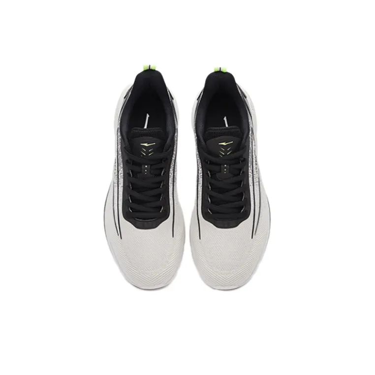 Erke Cushioned Slip Resistant Abrasion Resistant Low Top Casual Running Shoes Men's Black Gray-3