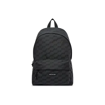 Balenciaga Jacquard Canvas Backpack Medium Size Men's Black
