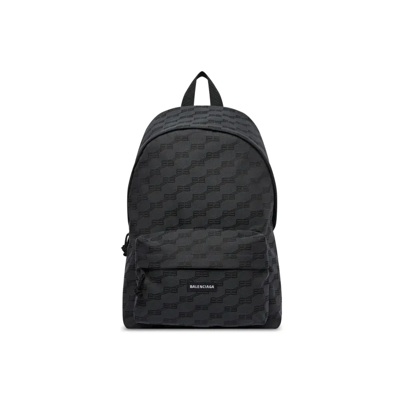 Balenciaga Jacquard Canvas Backpack Medium Size Men's Black-0