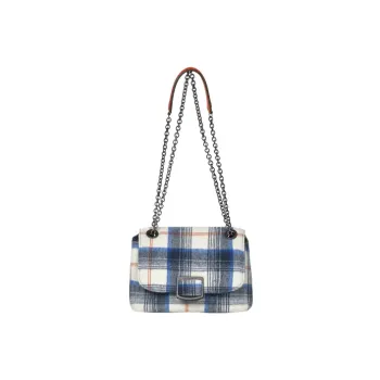 LONGCHAMP Lambskin With Canvas Canvas Bag Shoulder Bag Crossbody Bag Small Size Women's Navy