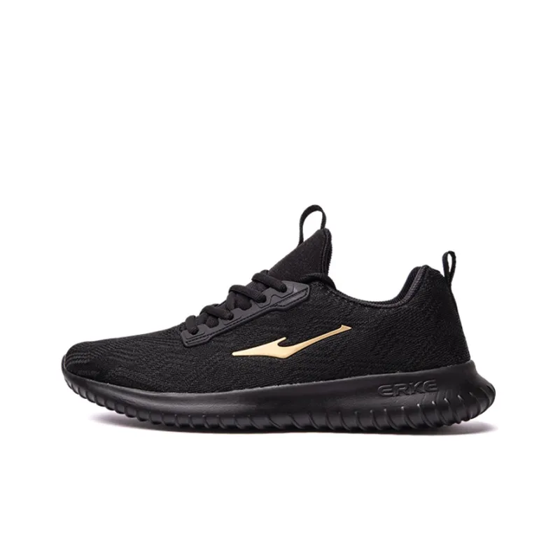 Erke Breathable Low Top Running Shoes Men's Black Gold-0