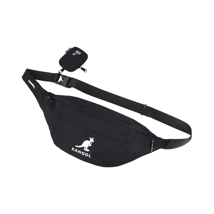 KANGOL Canvas Canvas Bag Crossbody Bag Fanny Pack Sling Bag Medium Size Unisex Black/Gray/Khaki/Pink-2