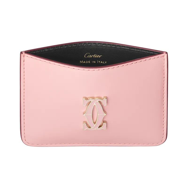 CARTIER C De Cartier Collection Solid Color Calfskin Card Holder Women's Light Pink-2