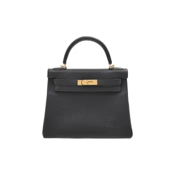 HERMES Togo Calfskin Kelly Bag Handbag Women's Noir Black