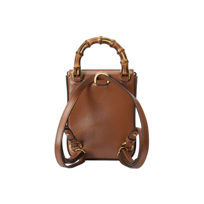 GUCCI Bamboo 1947 Leather Backpack Mini Women's Brown-2