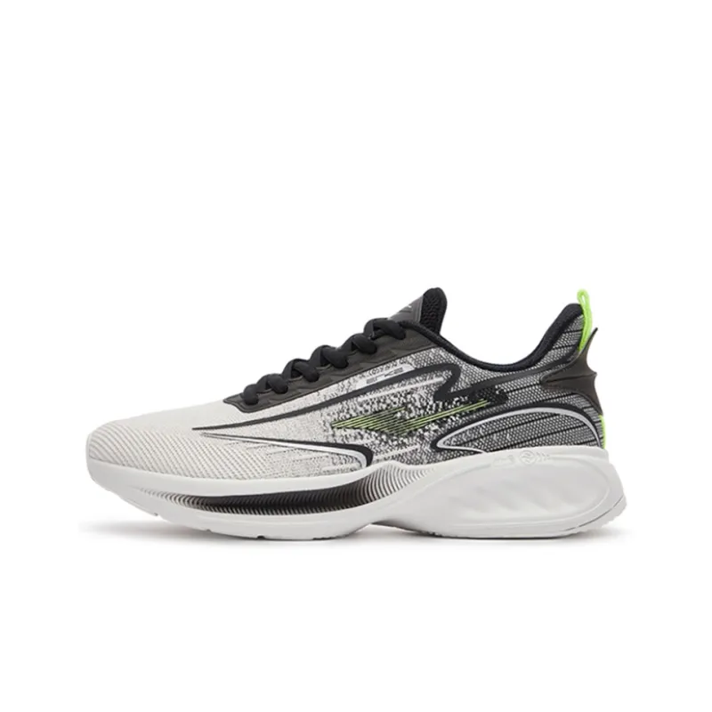 Erke Cushioned Slip Resistant Abrasion Resistant Low Top Casual Running Shoes Men's Black Gray-0