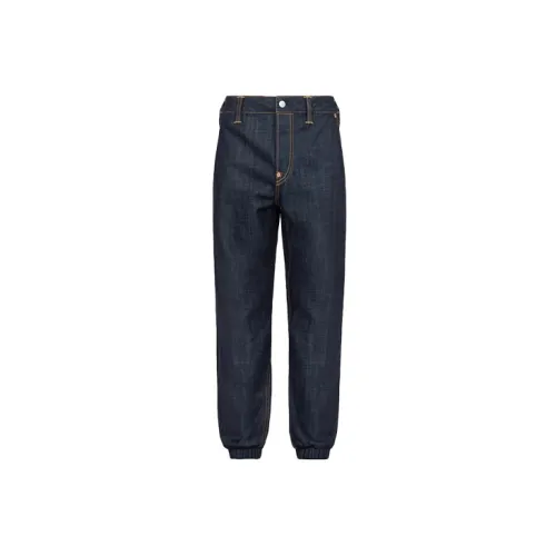 EVISU Knitted Sweatpants Men Denim Blue