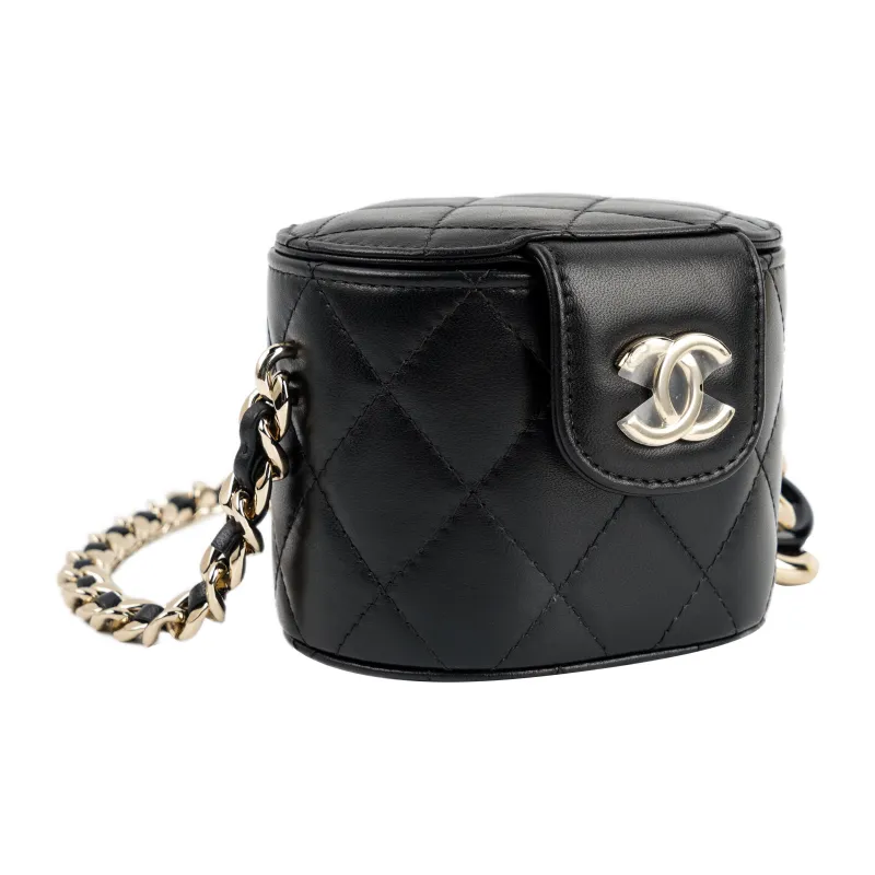 CHANEL Lambskin Box Bag, Chain Bag, Makeup Bag Women's Black-2