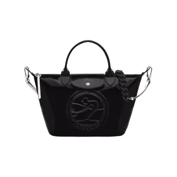 LONGCHAMP Le Pliage Cuir Calfskin Dumpling Bag Shoulder Bag Crossbody Bag Handbag Small Size Women's Black