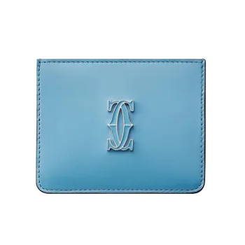 CARTIER C De Cartier Collection Calfskin Card Holder Women's Blue