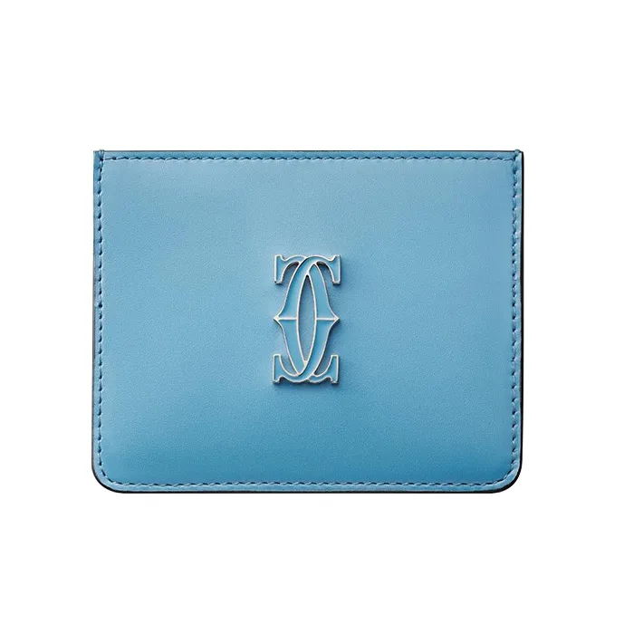 CARTIER C De Cartier Collection Calfskin Card Holder Women's Blue-0