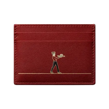 CARTIER Solid Color Calfskin Card Holder Women's Red