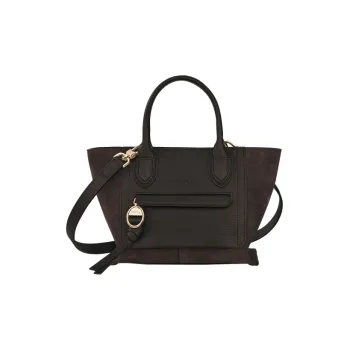 LONGCHAMP Mailbo Cow Leather Shoulder Bag, Crossbody Bag, Handbag Small Size Women's Dark Brown