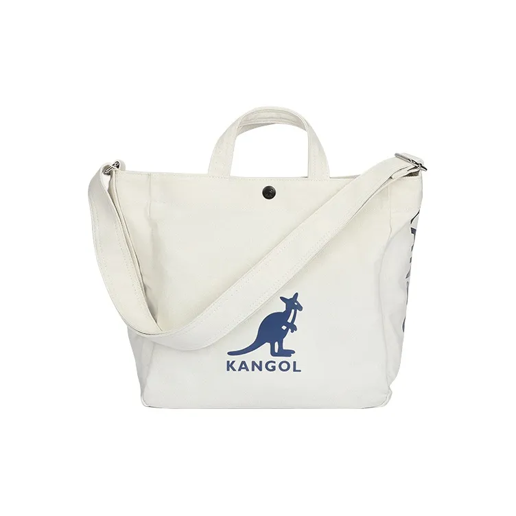 KANGOL Canvas Tote Bag Shopping Bag Canvas Bag Shoulder Bag Crossbody Bag Handbag Unisex Black/Ecru-3