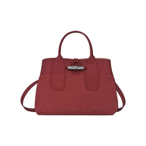 LONGCHAMP Roseau Large Cow Leather Big Bag Shoulder Bag Crossbody Bag Handbag Medium Size Women's Red