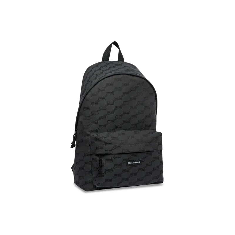 Balenciaga Jacquard Canvas Backpack Medium Size Men's Black-1