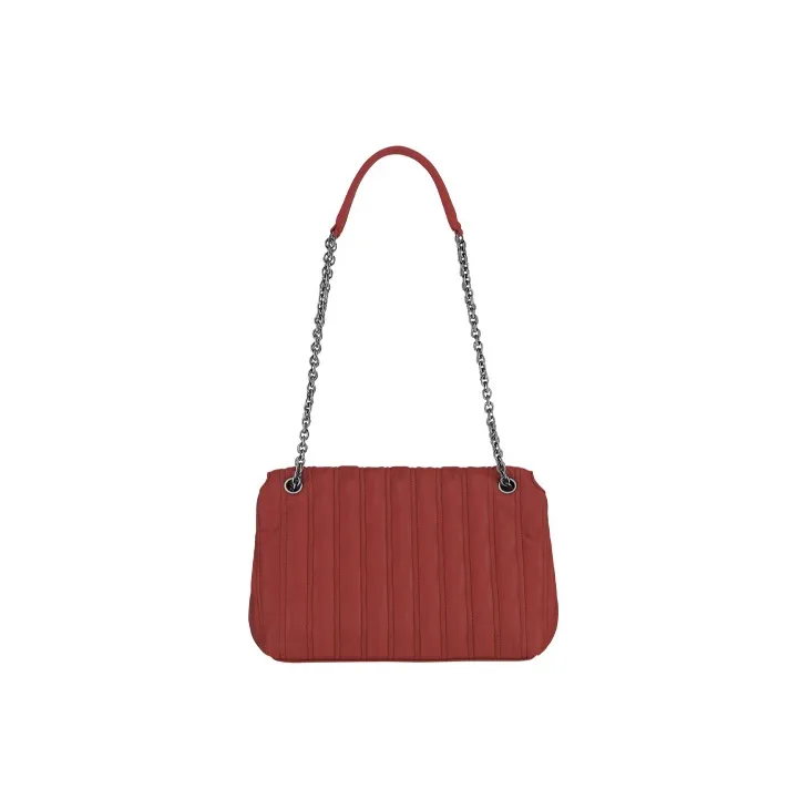 LONGCHAMP Brioche Lambskin With Leather Trim With Cow Leather Shoulder Bag, Crossbody Bag Medium Size Women's Red-2