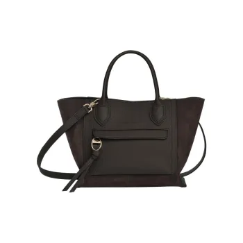LONGCHAMP Mailbo Velvet Calfskin Shoulder Bag Crossbody Bag Handbag Medium Size Women's Black Brown