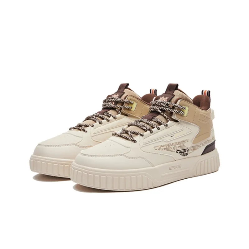 Erke Subjugate Mid Top Skateboard Shoes Men's Warm Linen Padded-1