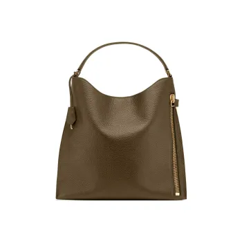 TF ALIX Grain Leather Hobo Bag, One Shoulder Handbag Women's Jasper