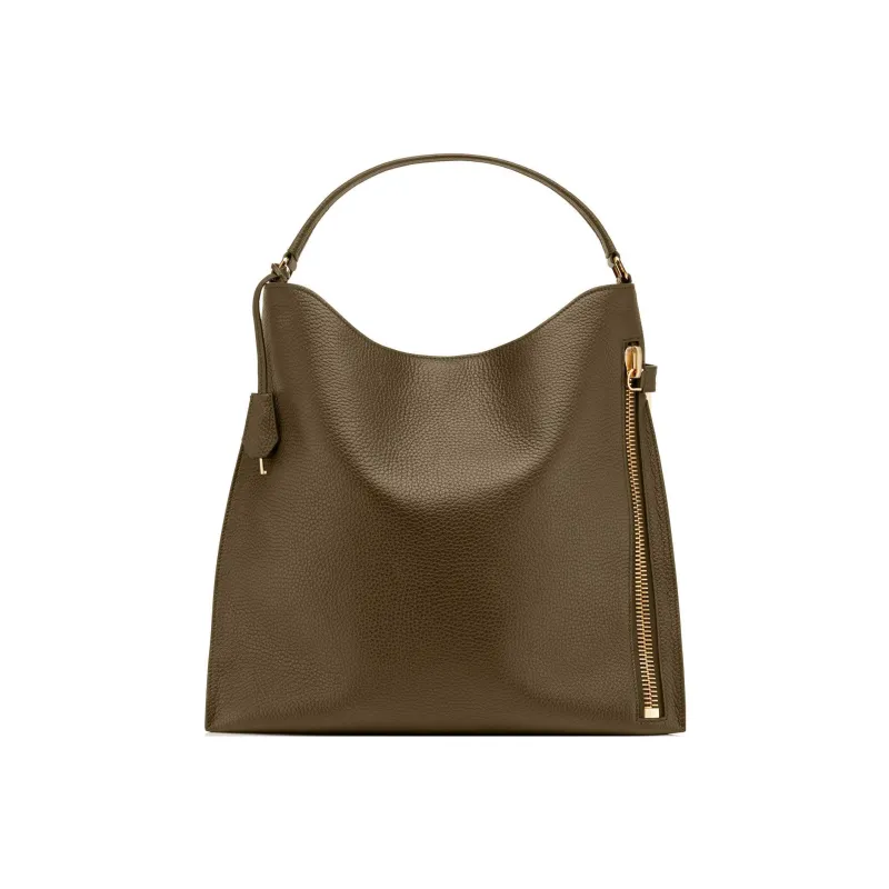 TF ALIX Grain Leather Hobo Bag, One Shoulder Handbag Women's Jasper-0
