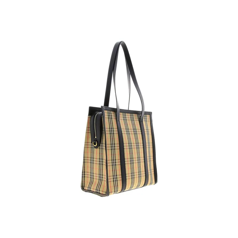 Burberry Tote Check Gold tone Beige-1