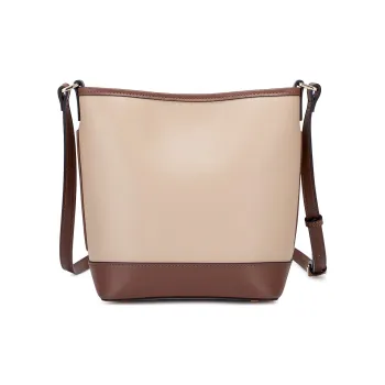 Hush Puppies Cow Leather Bucket Bag Crossbody Bag Medium Size Women's Apricot