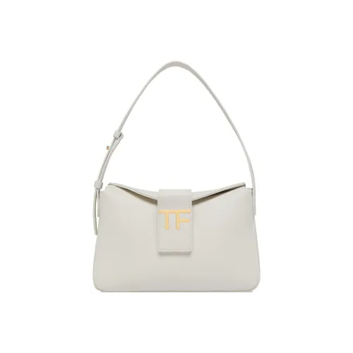 TF Grained Leather Portable Crossbody Bag Shoulder Bag Women's White