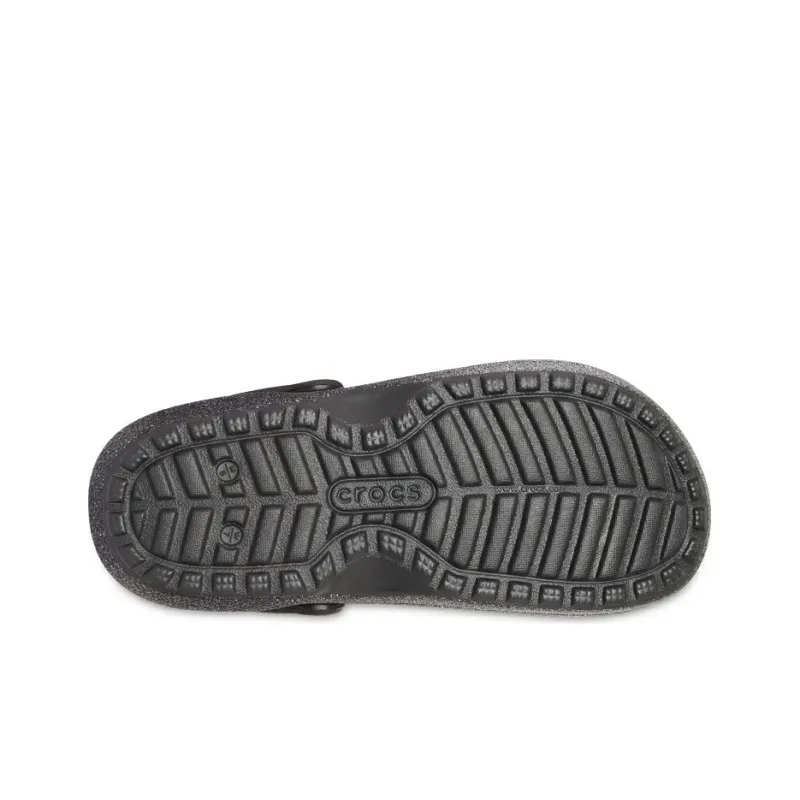 Crocs Classic Glitter Lined Clogs 'Black Silver'-5