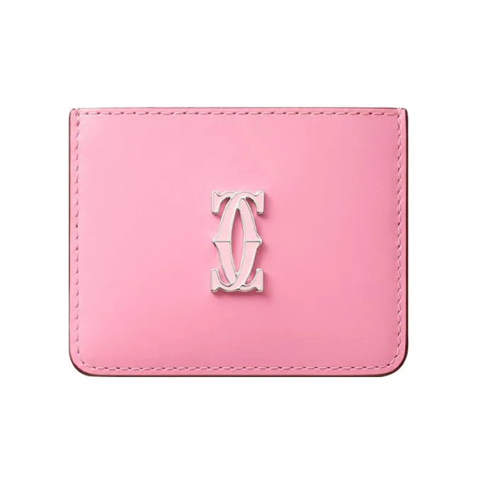 CARTIER C De Cartier Collection Calfskin Card Holder Women's Pink-0