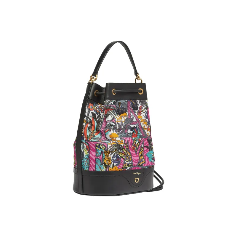 Ferragamo Safari Print Leather Trim Backpack Multi-1