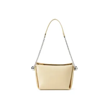 C.LI Cow Leather Shoulder Bag Medium Size Women's Matte Almond/Parrot Green