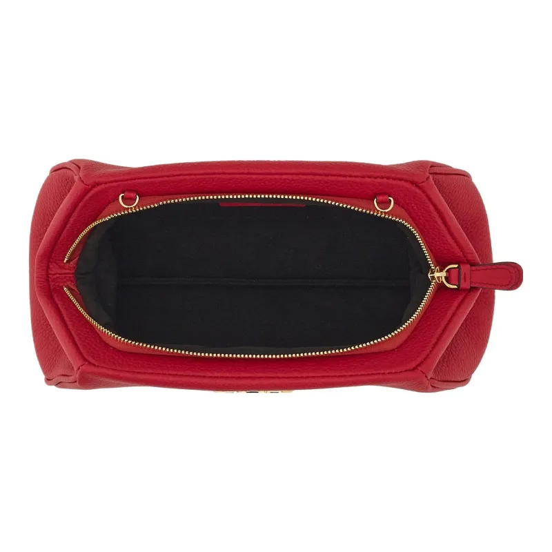 FERRAGAMO GANCINI Cow Leather Eveningwear One Shoulder Crossbody Clutch Mini Women's Red-3