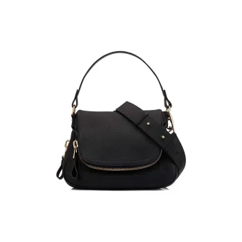 TOM FORD Grained Leather Shoulder Bag Crossbody Bag Handbag Medium Size Women's Black