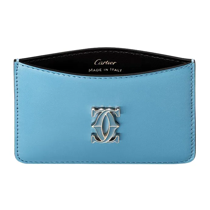 CARTIER C De Cartier Collection Calfskin Card Holder Women's Blue-2